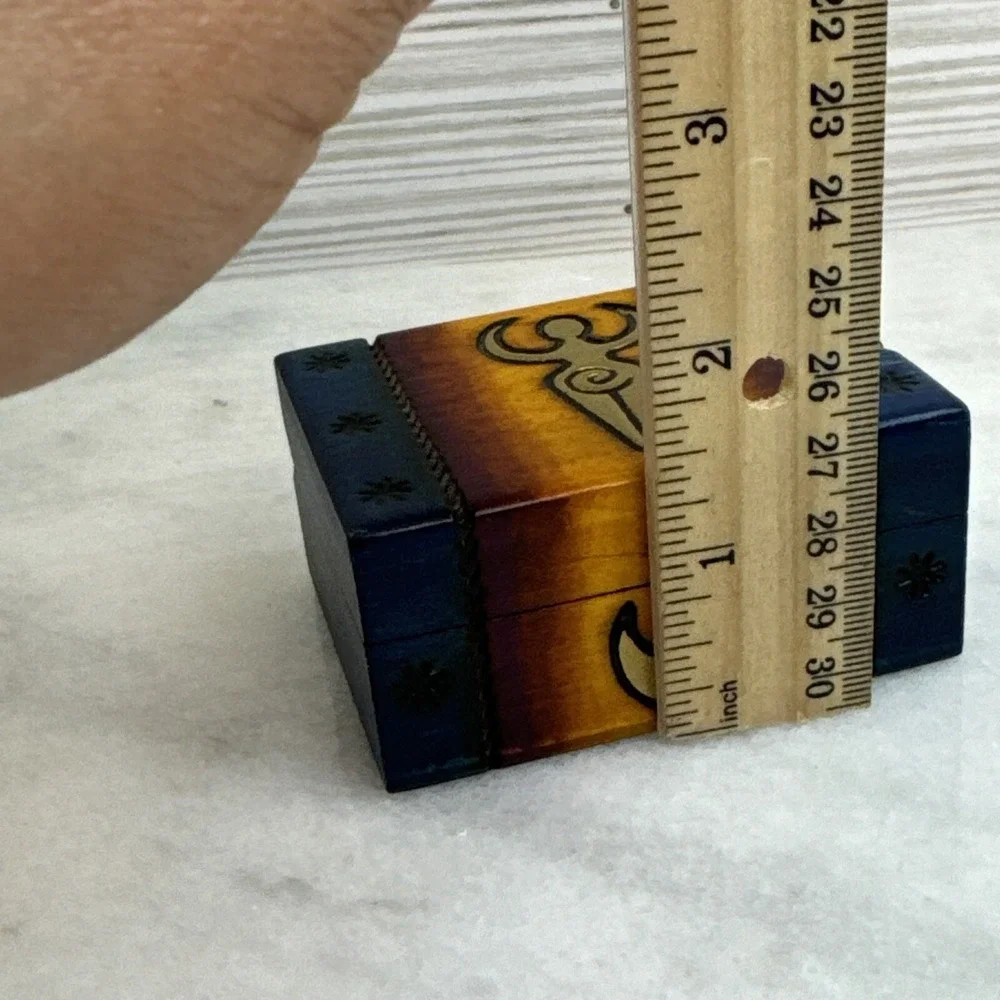 Signed EWB Trinket Jewelry Box Goddess Moon Poland Painted Wood
